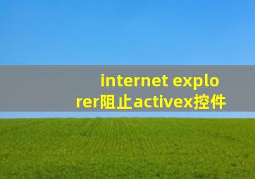 internet explorer阻止activex控件